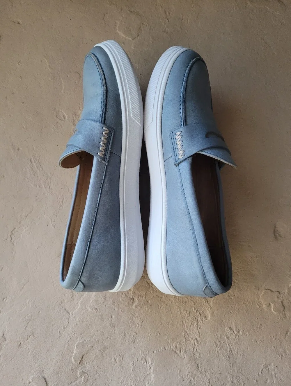 Patina Portland Leather Boardwalk Blue Penny Loafers USA Size 7.5